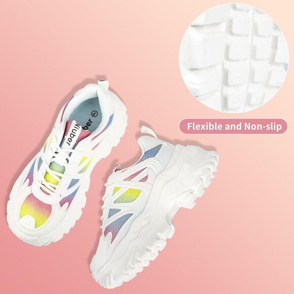 Niluber Walking Shoes Women Size(7-11) Rainbow KPU Fashion Tennis Shoes. - Picture 5 of 7